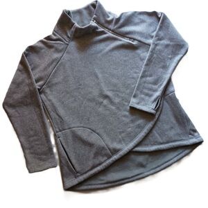 Athleta Women's Triumph Sweatshirt Asymmetrical Zip Funnel Neck Gray Size XL